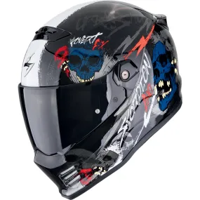 Casque Scorpion Covert FX Skullz Noir Gris Rouge - Casque Intégral
